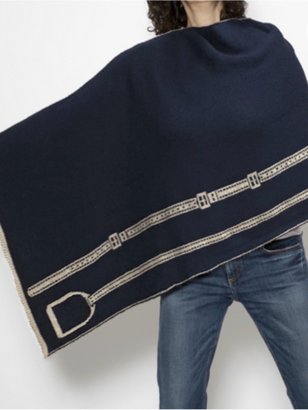 In2green Navy Belt-Detail Knit Pancho